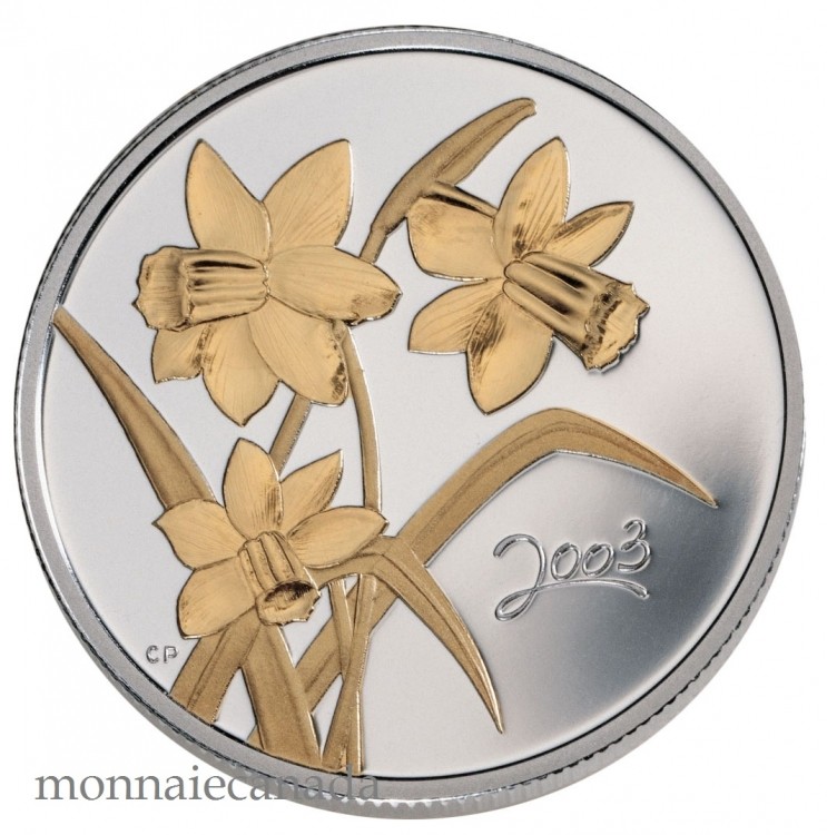 2003 Jonquille dorée 50ct épreuve numismatique plaqué or