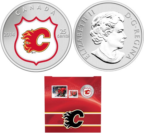 2014 - Ensemble-cadeau pièce et timbres de la LNH - Calgary Flames