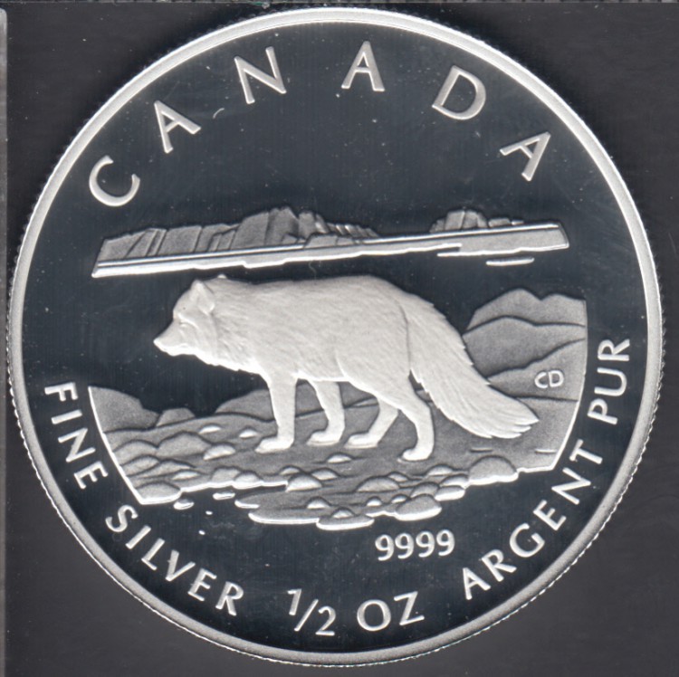 2004 Canada $4 Dollars - 1/2 oz Argent - Renard Arctique