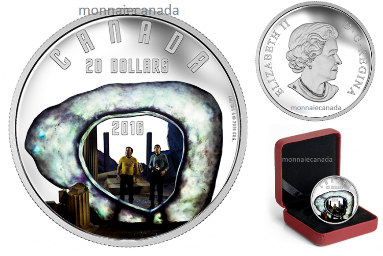 2016 - $20 - Star TrekT 1 oz Pure Silver Coloured – Iconic Scenes - The City on the Edge of Forever