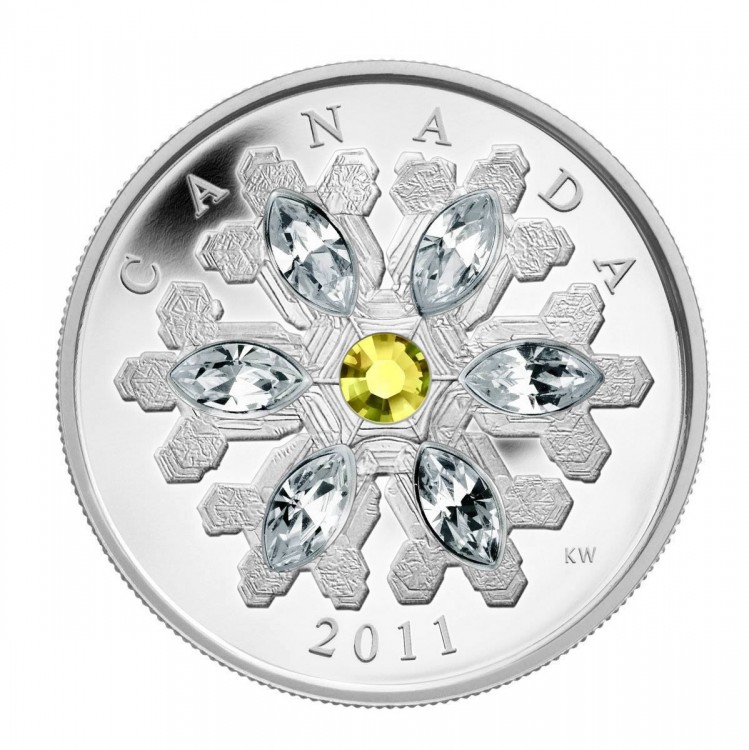 2011 - $20 - Pièce en argent fin - Flocon de cristal Topaze