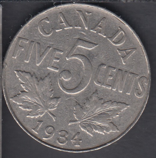 1934 - Fine - Canada 5 Cents