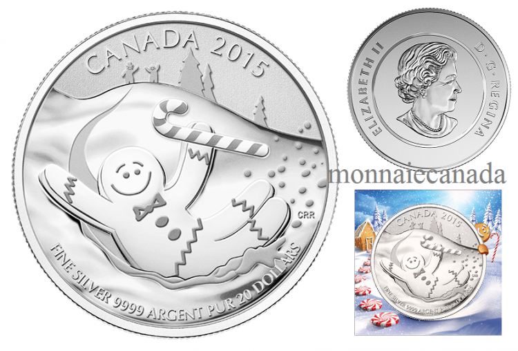 2015 - $20 for $20 Fine Silver Coin – Gingerbread Man