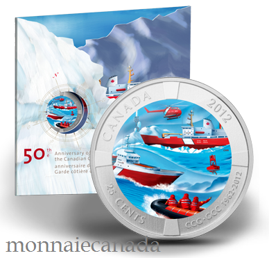 2012 - 25-Cent Coloured Coin - 50th Anniversary of the Canadian Coast Guard