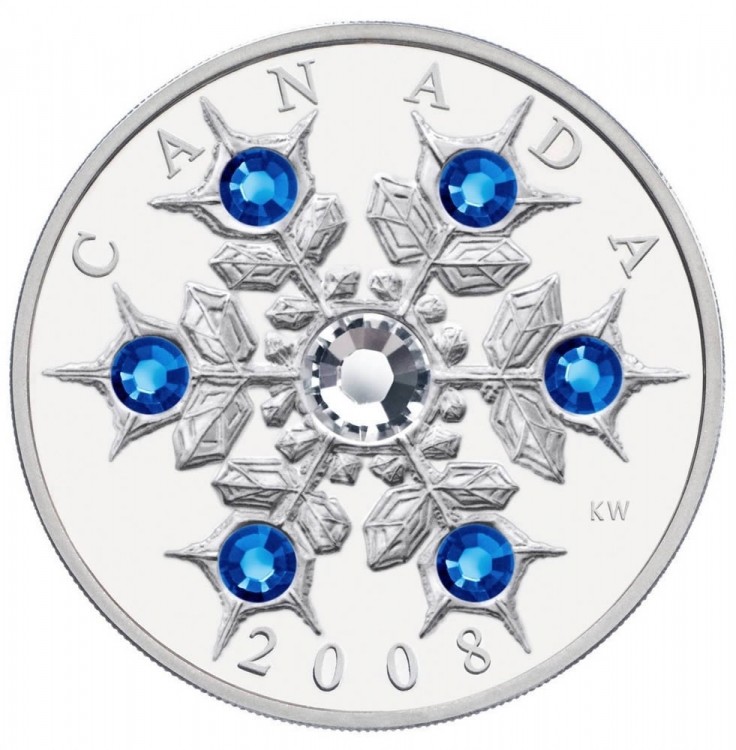 2008 - $20 - en Argent Fin - Flocon de Cristal Saphir - Sans Taxe