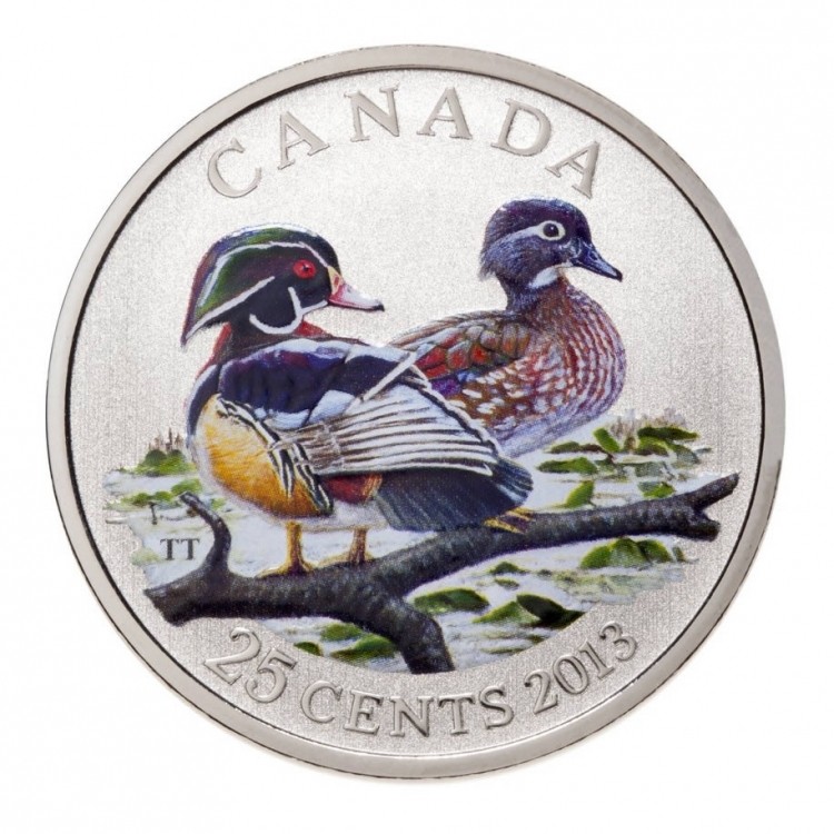 2013 - Wood Duck - Coloured Coin 25¢