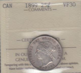 1899 - VF 30 - ICCS - Canada 25 Cents