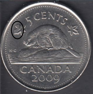 2009 - Weak Strike 'Maple Leaf' - Canada 5 Cents