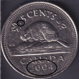 2004 P - Extra Metal 'Date & Maple Leaf' - Canada 5 Cents