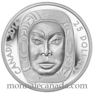 2014 - $25 - Pièce en argent fin à très haut relief - Masque Matriarch Moon