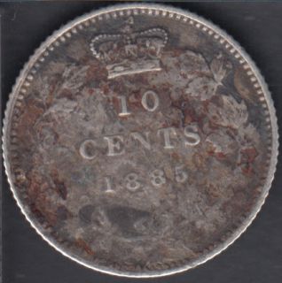1885 - VG - OBV#4 - Damaged - Canada 10 Cents