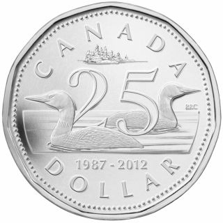 2012 $1 Fine Silver coin - 25Th Anniv. of the Loonie - TAX Exempt