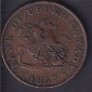 1857 - VG - Plier - Bank of Upper Canada Half Penny - PC-5D