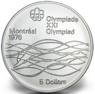 1976 - #20 (1975) - $5 - Pièce en argent sterling, Jeux olympiques d'été à Montréal, La natation
