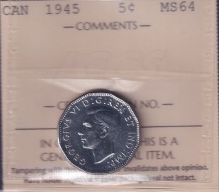 1945 - MS 64 - ICCS - Canada 5 Cents