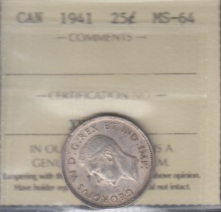 1941 - ICCS - MS 64 - Canada 25 Cents
