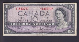 1954 $10 Dollars - VF - Beattie Rasminsky - Préfixe L/V