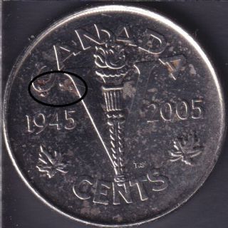 1945 2005 P - Extra Metal 'C' - Canada 5 Cents