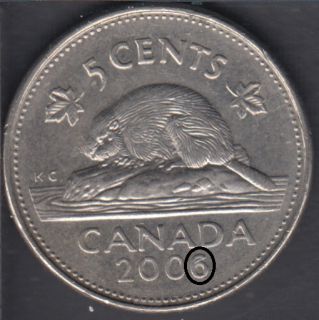2006 - Filled '6' - Canada 5 Cents