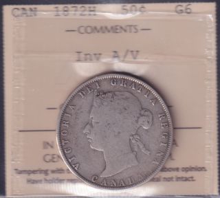 1872 H - G 6 - Inverted A/V - ICCS - Canada 50 Cents