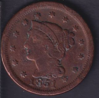 1851 - VG - Liberty Head - Large Cent