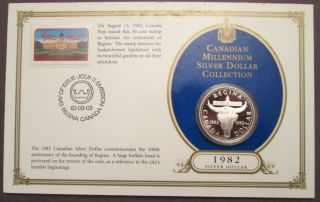 1982 - Proof - Silver - Canada Dollar & Stamp - Collection Card