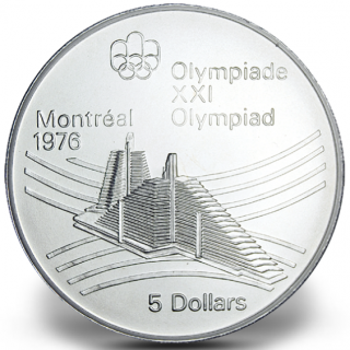 1976 - #26 - $5 - Sterling Silver Coin, Montreal Summer Olympic Games, Olympic Village