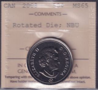 2008 - MS 65 - Rotated Dies - NBU - (Very Close 90 degre) - Canada 50 Cents - RARE