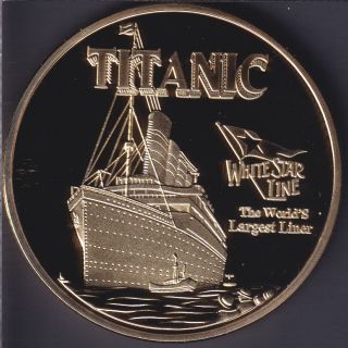 Titanic - White Star Line - Gold Plated Medal - 40mm