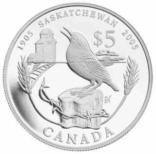 2005 - $5 Argent Fin - Centennaire Saskatchewan  Special Ed. Épreuve - Sans Taxe