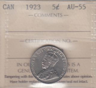 1923 - ICCS - AU 55 - Canada 5 Cents