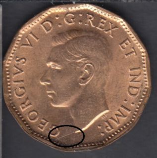 1943 - Tombac - B.Unc - Dies Break - Canada 5 Cents