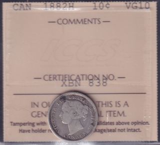 1882 H - VG 10 - ICCS - Canada 10 Cents