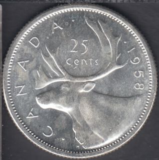 1958 - Choice B.Unc - Canada 25 Cents