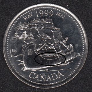 1999 - #5 B.Unc - Mai - Corde sur le Canot - Canada 25 Cents