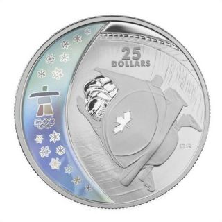 2008 $25 Dollars Sterling Silver - Bobsleigh - 2010 Vancouver Olympic Winter Games
