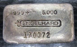 5 Oz Argent .999 Pure - Lingot Engelhard Vintage - RARE