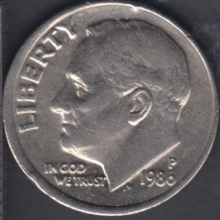 1986 P - Roosevelt - 10 Cents