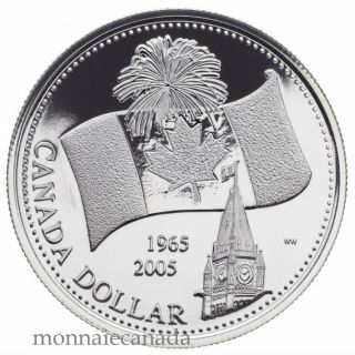 2005 Canada Fine Silver Dollar Brilliant 99,99% Pure - The Flag 40TH Anniv. - No Tax