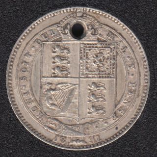1891 - Shilling - Holed - Great Britain