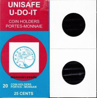PACK OF 20 CARDBOARD FLIPS 2X2 COINS **25 cents size**