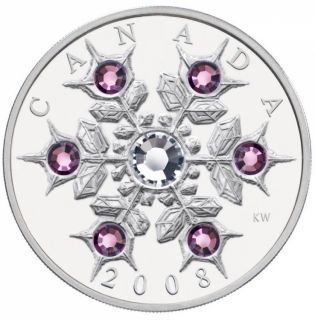 2008 Canada $20 Fine Silver Coin - Crystal Snowflake Amethyst  - TAX Exempt