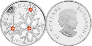 2011 - $20 Pièce en argent fin - Petit flocon de cristal Rouge hyacinthe