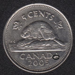2005 P - Dot on 'A' - Canada 5 Cents
