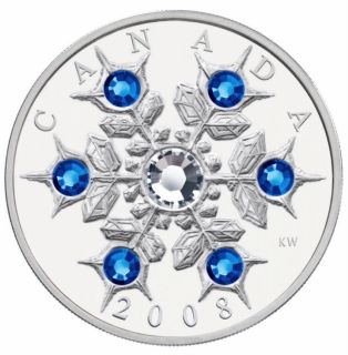 2008 - $20 - Fine Silver Coin - Crystal Snowflake Sapphire  - No Tax